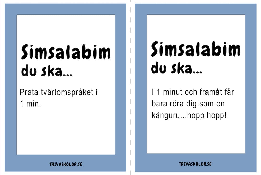 Exempel på magiska kort